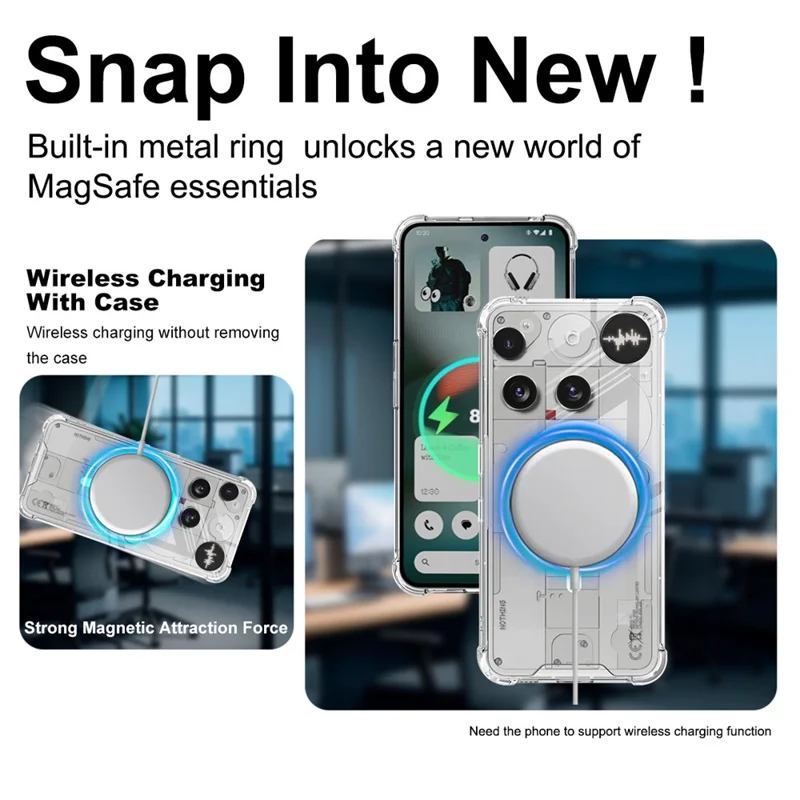 Custodia IMAK per Nothing Phone (3) 5G compatibile con MagSafe, antiurto in PC e TPU, cover per telefono trasparente