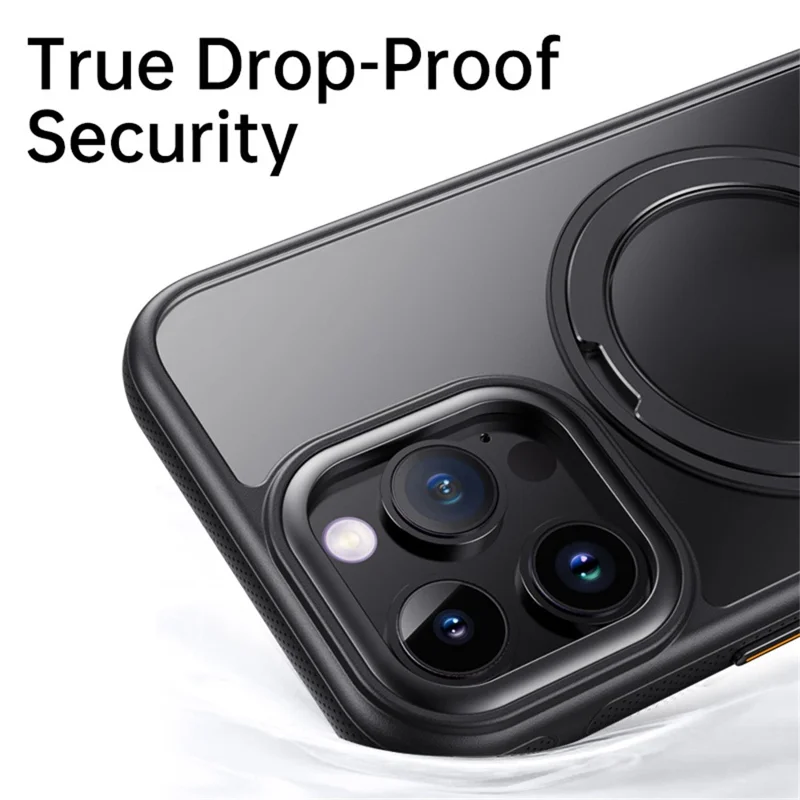 Capa compatível com iPhone 14 Pro com MagSafe, suporte e capa traseira de TPU e PC - Preta