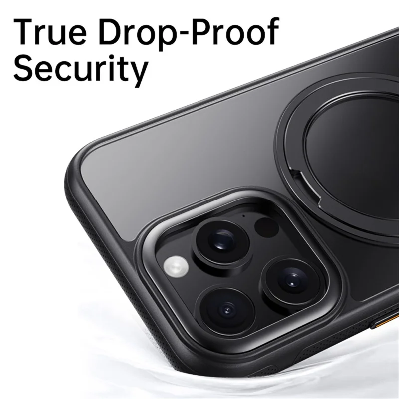 Für iPhone 15 Pro Hülle kompatibel mit MagSafe Ständer TPU PC Rückseite Handyhülle - Schwarz