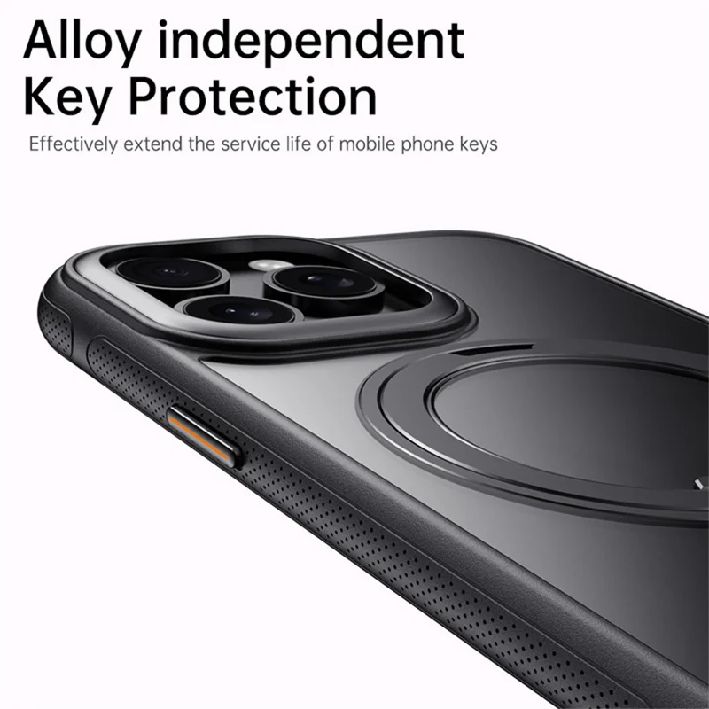 For iPhone 15 Pro Max Case Compatible with MagSafe Kickstand TPU PC Phone Back Cover - Black