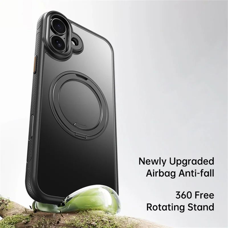 For iPhone 16 Case Compatible with MagSafe Kickstand TPU PC Phone Back Cover - Black