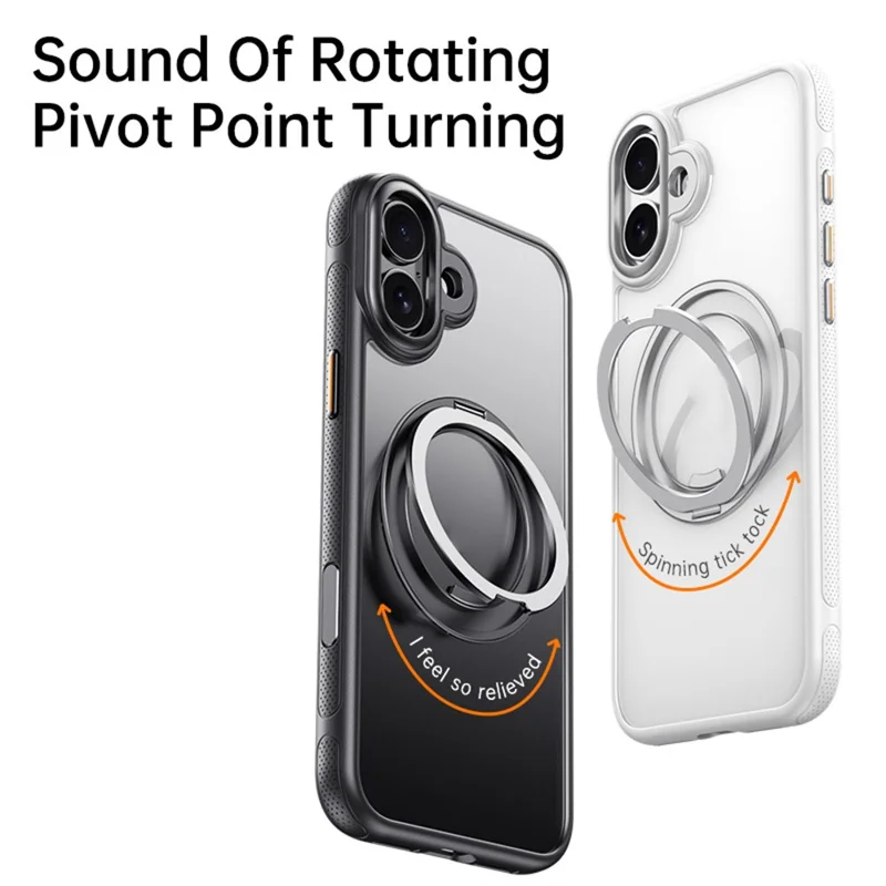 For iPhone 16 Case Compatible with MagSafe Kickstand TPU PC Phone Back Cover - Black