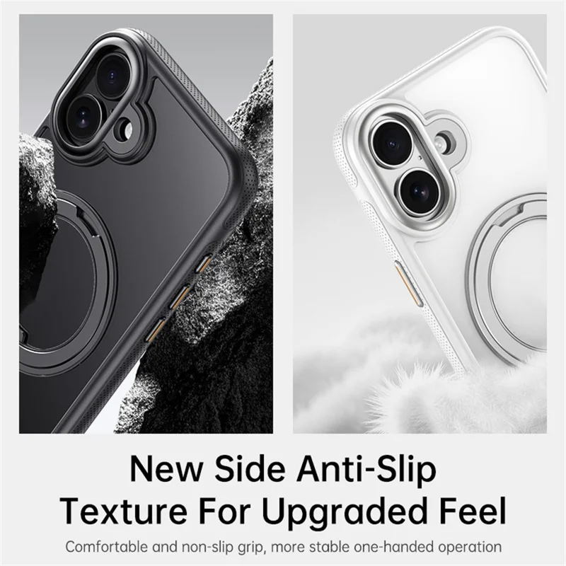 For iPhone 16 Case Compatible with MagSafe Kickstand TPU PC Phone Back Cover - Black