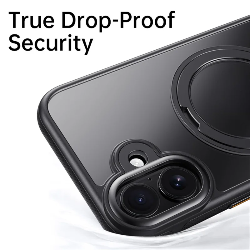 For iPhone 16 Case Compatible with MagSafe Kickstand TPU PC Phone Back Cover - Black