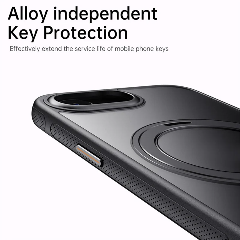 Capa para iPhone 16e Compatível com MagSafe com Suporte de Apoio, Capa Traseira de TPU e PC - Preto