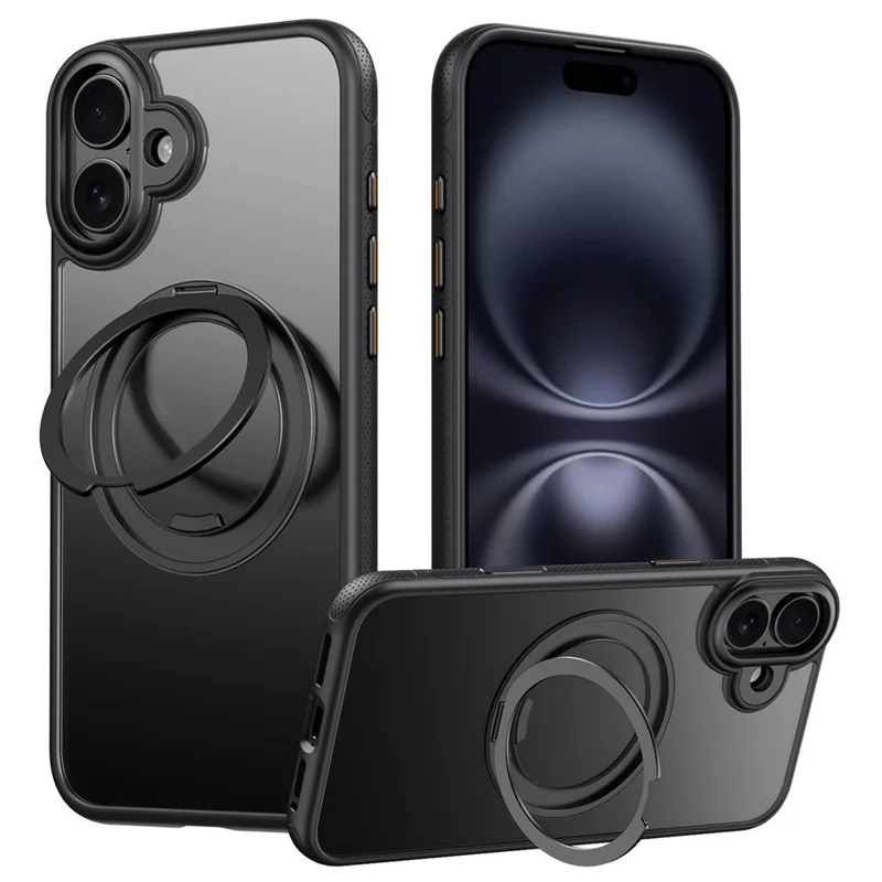 Für iPhone 16 Plus Hülle kompatibel mit MagSafe Ständer TPU PC Rückseite Handyhülle - Schwarz