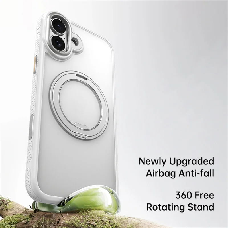 For iPhone 16 Plus Case Compatible with MagSafe Kickstand TPU PC Phone Back Cover - White