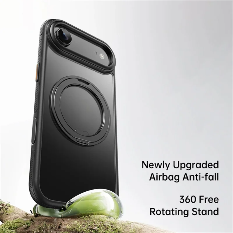 For iPhone 17 Air Case Compatible with MagSafe Kickstand TPU PC Phone Back Cover - Black