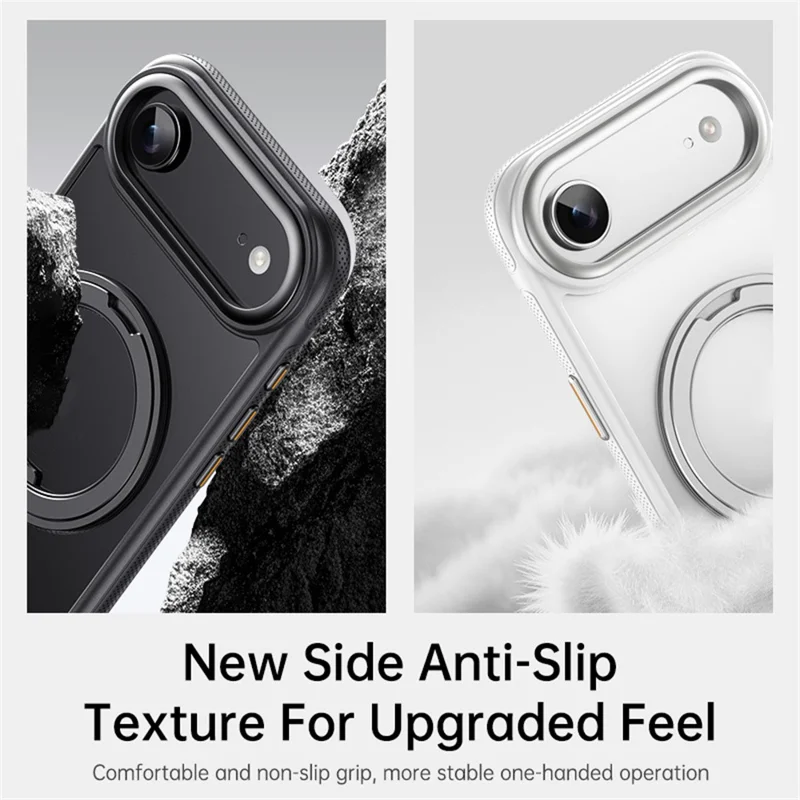 For iPhone 17 Air Case Compatible with MagSafe Kickstand TPU PC Phone Back Cover - Black