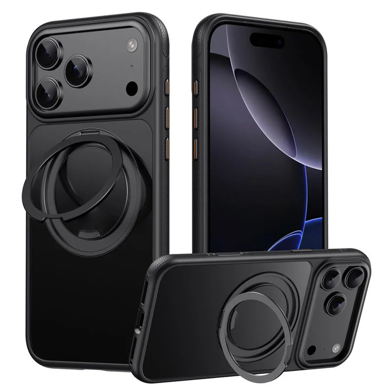 For iPhone 17 Pro Max Case Compatible with MagSafe Kickstand TPU PC Phone Back Cover - Black