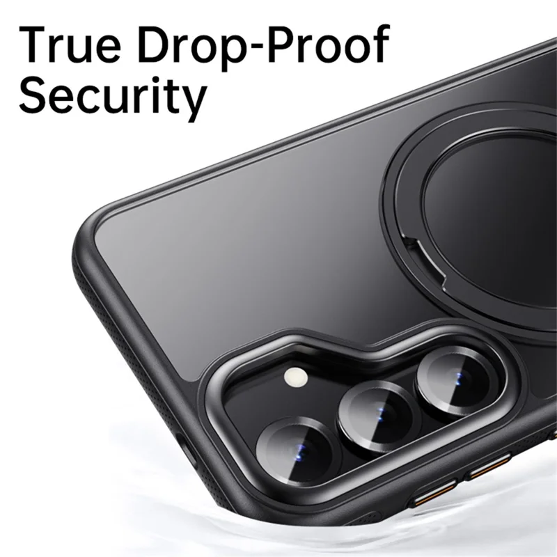 For Samsung Galaxy S25 Case Compatible with MagSafe Kickstand TPU PC Phone Back Cover - Black