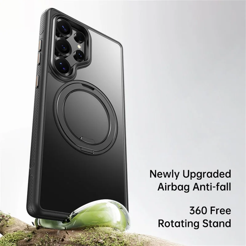 For Samsung Galaxy S25 Ultra Case Compatible with MagSafe Kickstand TPU PC Phone Back Cover - Black