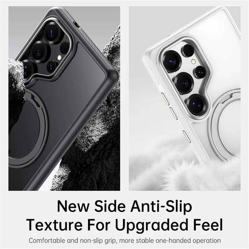 For Samsung Galaxy S25 Ultra Case Compatible with MagSafe Kickstand TPU PC Phone Back Cover - Black