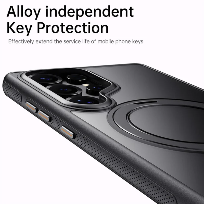 For Samsung Galaxy S25 Ultra Case Compatible with MagSafe Kickstand TPU PC Phone Back Cover - Black