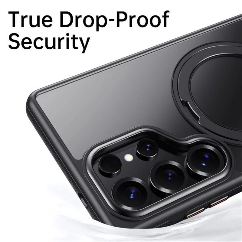 For Samsung Galaxy S25 Ultra Case Compatible with MagSafe Kickstand TPU PC Phone Back Cover - Black