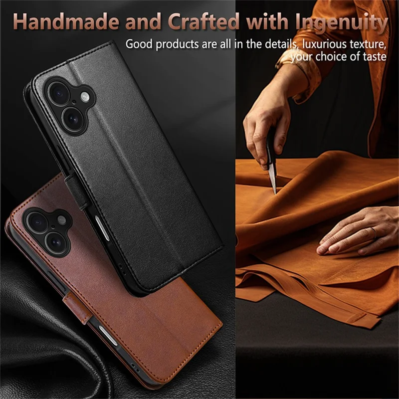 Funda AZNS para iPhone 17 Anticaídas de Cuero PU con Soporte y Cartera - Marrón