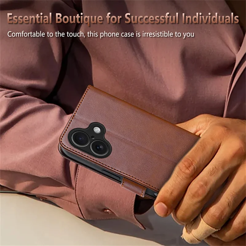 Funda AZNS para iPhone 17 Anticaídas de Cuero PU con Soporte y Cartera - Marrón