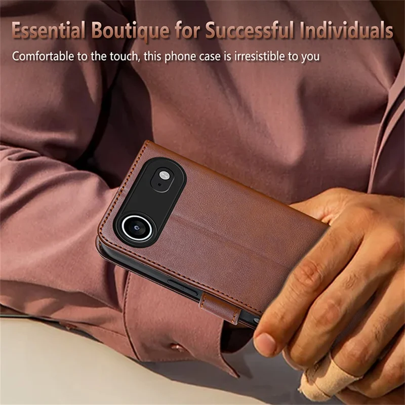 AZNS Funda de Cuero PU con Soporte Anticaídas para iPhone 17 - Marrón