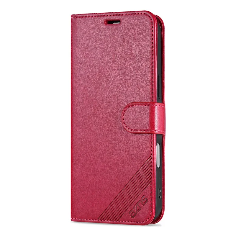 AZNS For iPhone 17 Pro Max Case Anti-Scratch PU Leather Stand Wallet Phone Cover - Red
