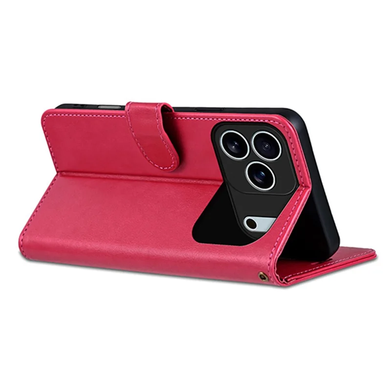 AZNS For iPhone 17 Pro Max Case Anti-Scratch PU Leather Stand Wallet Phone Cover - Red