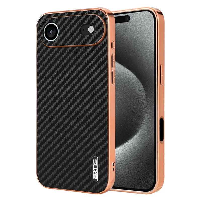 AZNS Für iPhone 17 Lufthülle Elektrolytisch Karbonfaser-Textur PU + TPU Handyhülle - Schwarz