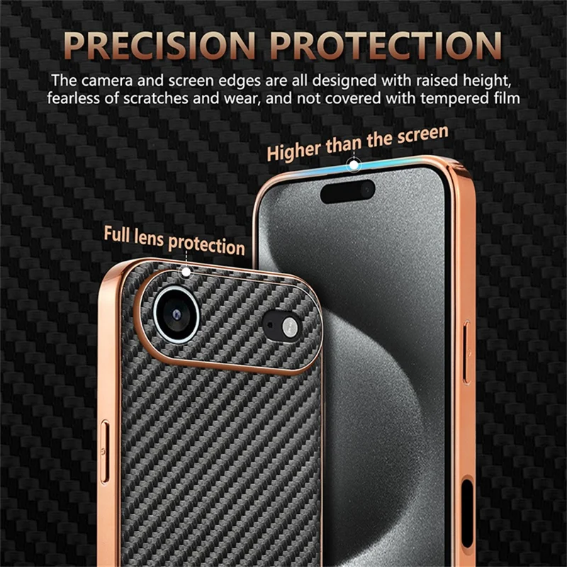 AZNS Für iPhone 17 Lufthülle Elektrolytisch Karbonfaser-Textur PU + TPU Handyhülle - Schwarz