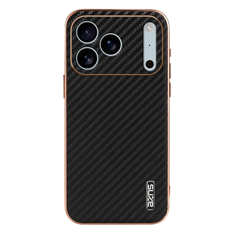 AZNS Funda de Carbono Electropulida para iPhone 17 Pro Max - Cubierta de Teléfono PU + TPU - Negro