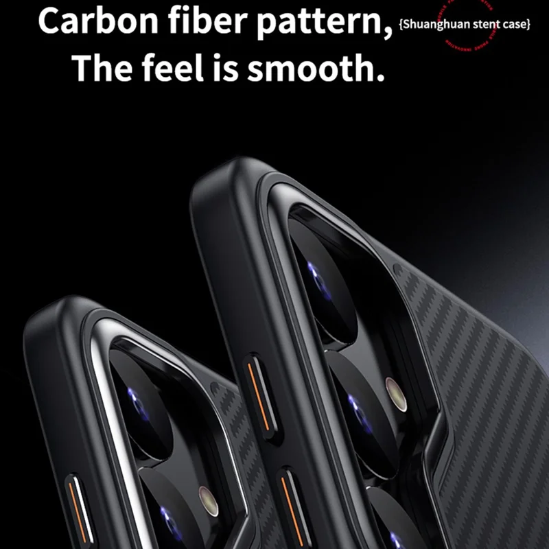 For Samsung Galaxy S24 Case Compatible with MagSafe PC + TPU Phone Cover Ring Holder Carbon Fiber Texture - Black