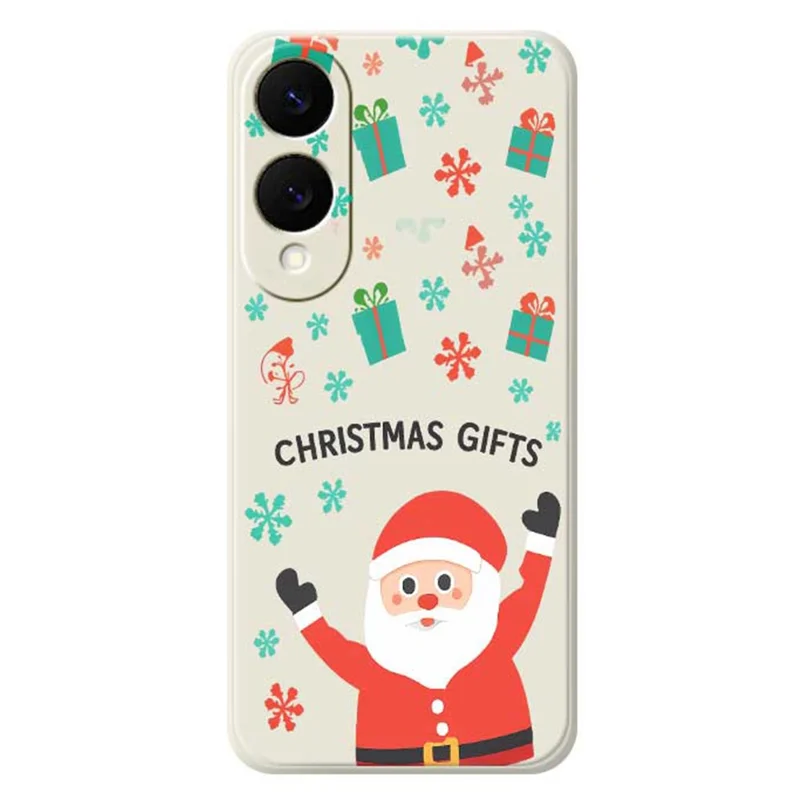 For Samsung Galaxy S25 Edge Case Christmas Gifts Pattern Printing Straight Edge TPU Phone Back Cover - Beige