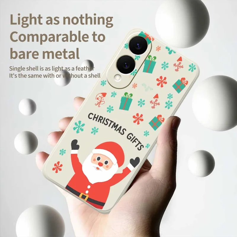 For Samsung Galaxy S25 Edge Case Christmas Gifts Pattern Printing Straight Edge TPU Phone Back Cover - Beige