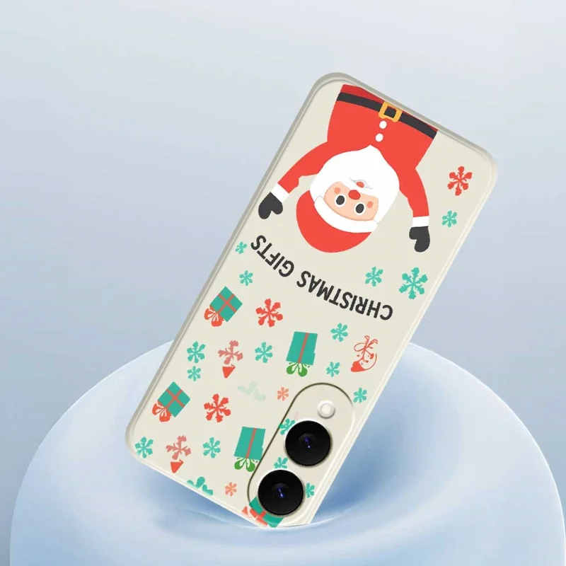 For Samsung Galaxy S25 Edge Case Christmas Gifts Pattern Printing Straight Edge TPU Phone Back Cover - Beige