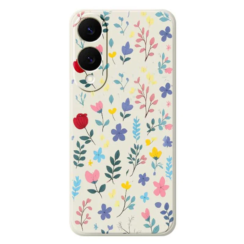 For Samsung Galaxy S25 Edge Case Colorful Flower Branches Pattern Printing Straight Edge TPU Phone Back Cover - Beige