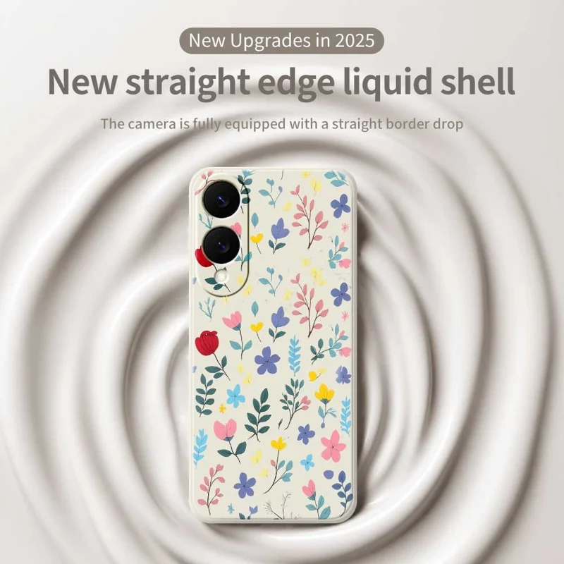 For Samsung Galaxy S25 Edge Case Colorful Flower Branches Pattern Printing Straight Edge TPU Phone Back Cover - Beige