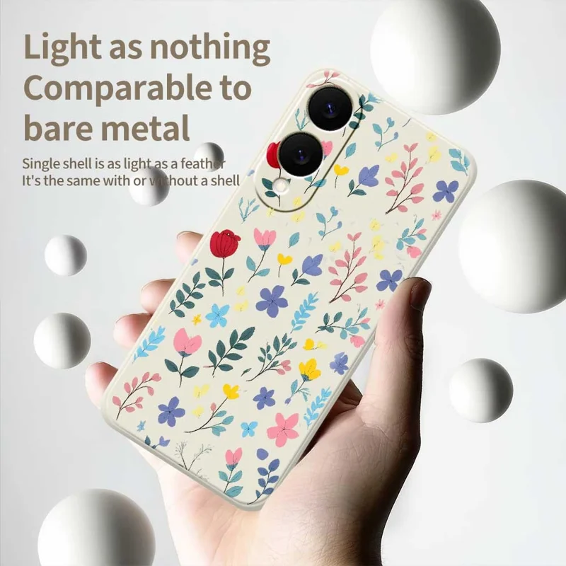 For Samsung Galaxy S25 Edge Case Colorful Flower Branches Pattern Printing Straight Edge TPU Phone Back Cover - Beige