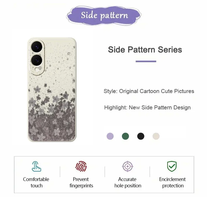 Für Samsung Galaxy S25 Edge Hülle Grau Blumenmuster Druck Geradkantig TPU Handyrückseite - Beige