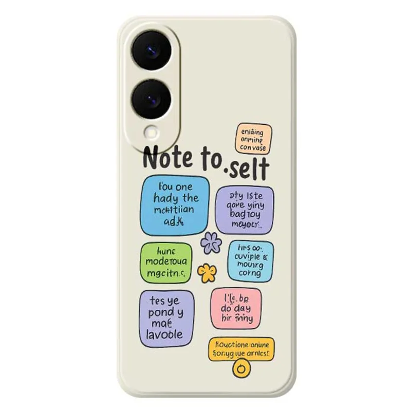 Für Samsung Galaxy S25 Edge Hülle Bunte klebrige Notizenmuster Druck Gerade Kante TPU Handy-Rückseite - Beige