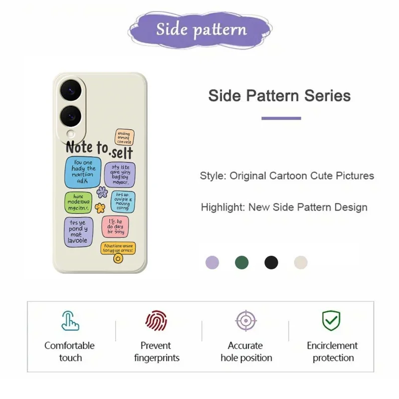 Für Samsung Galaxy S25 Edge Hülle Bunte klebrige Notizenmuster Druck Gerade Kante TPU Handy-Rückseite - Beige