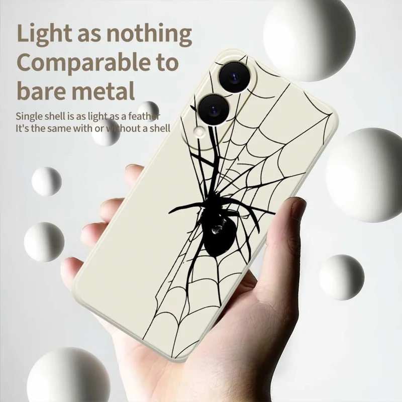 Capa traseira do telefone TPU com borda reta e estampa de aranha para o Samsung Galaxy S25 Edge - Bege