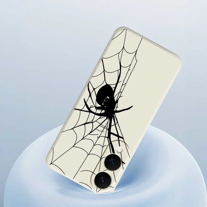 Capa traseira do telefone TPU com borda reta e estampa de aranha para o Samsung Galaxy S25 Edge - Bege