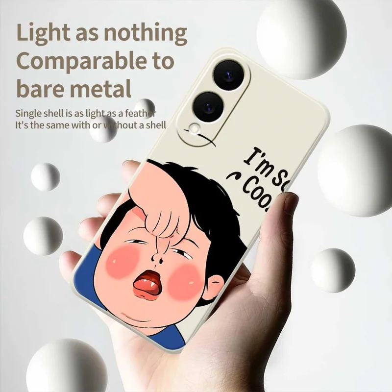 For Samsung Galaxy S25 Edge Case Make Faces Kid Pattern Printing Straight Edge TPU Phone Back Cover - Beige