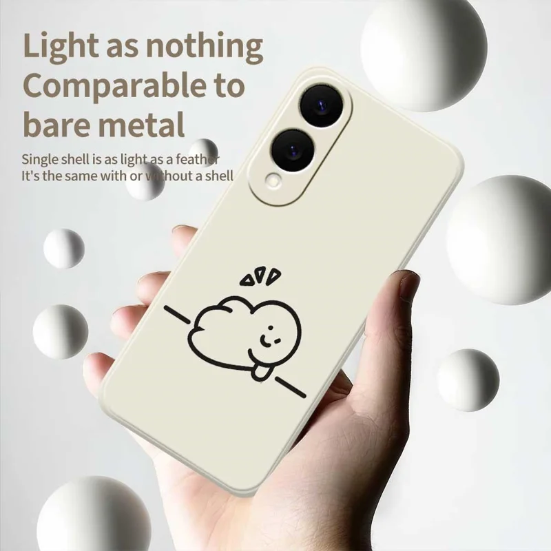 TPU-telefoonhoesje met stokfiguurprint voor Samsung Galaxy S25 Edge, rechte rand, beige