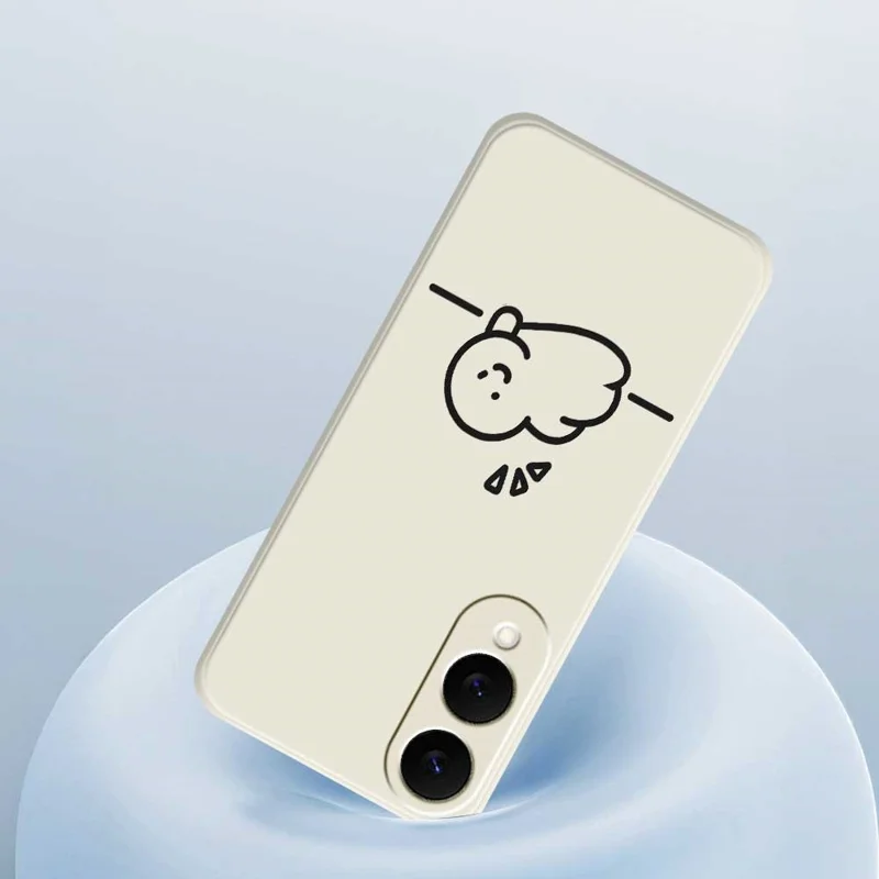 TPU-telefoonhoesje met stokfiguurprint voor Samsung Galaxy S25 Edge, rechte rand, beige