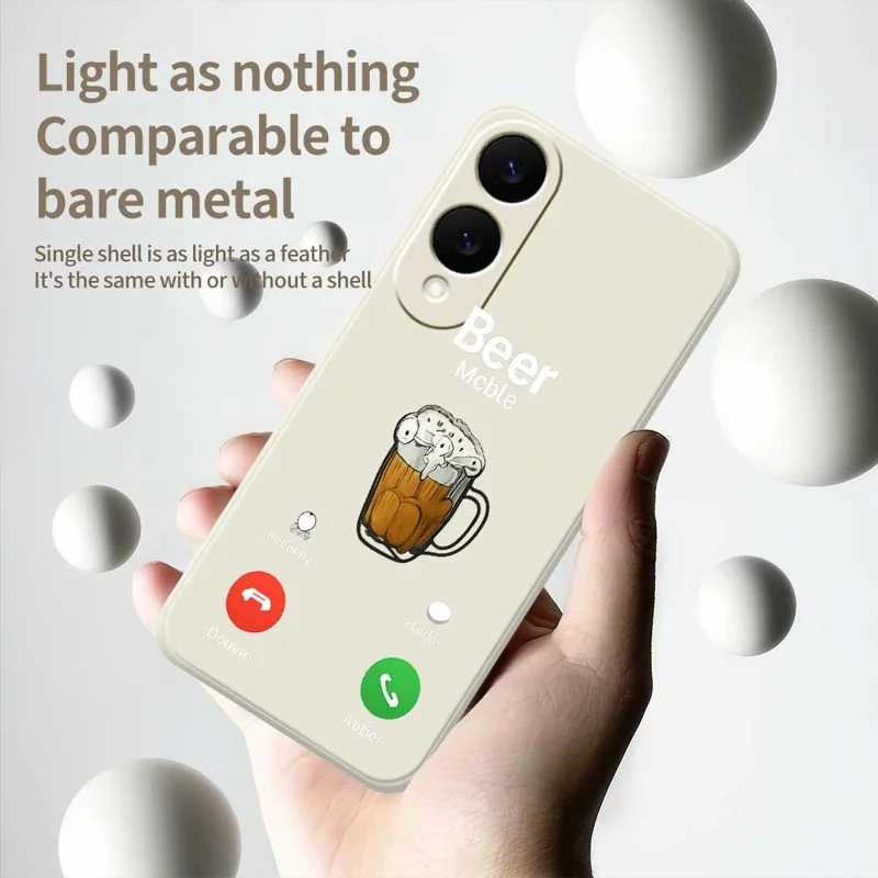 For Samsung Galaxy S25 Edge Case Beer Pattern Printing Straight Edge TPU Phone Back Cover - Beige