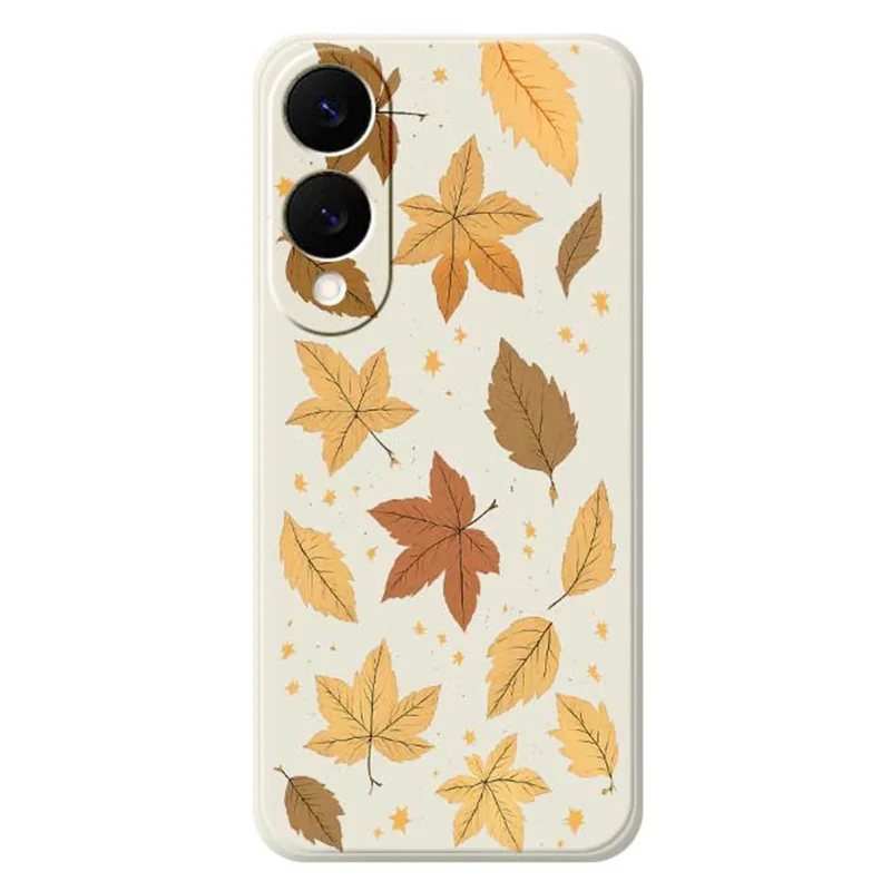 For Samsung Galaxy S25 Edge Case Maple Leaves Pattern Printing Straight Edge TPU Phone Back Cover - Beige