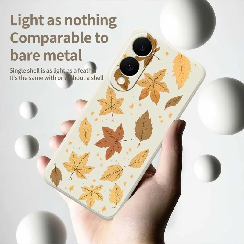 For Samsung Galaxy S25 Edge Case Maple Leaves Pattern Printing Straight Edge TPU Phone Back Cover - Beige