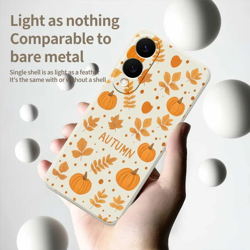 For Samsung Galaxy S25 Edge Case Autumn Theme Pattern Printing Straight Edge TPU Phone Back Cover - Beige