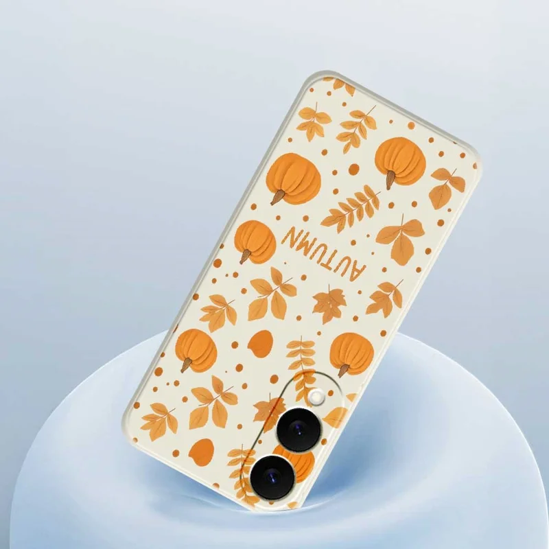 For Samsung Galaxy S25 Edge Case Autumn Theme Pattern Printing Straight Edge TPU Phone Back Cover - Beige