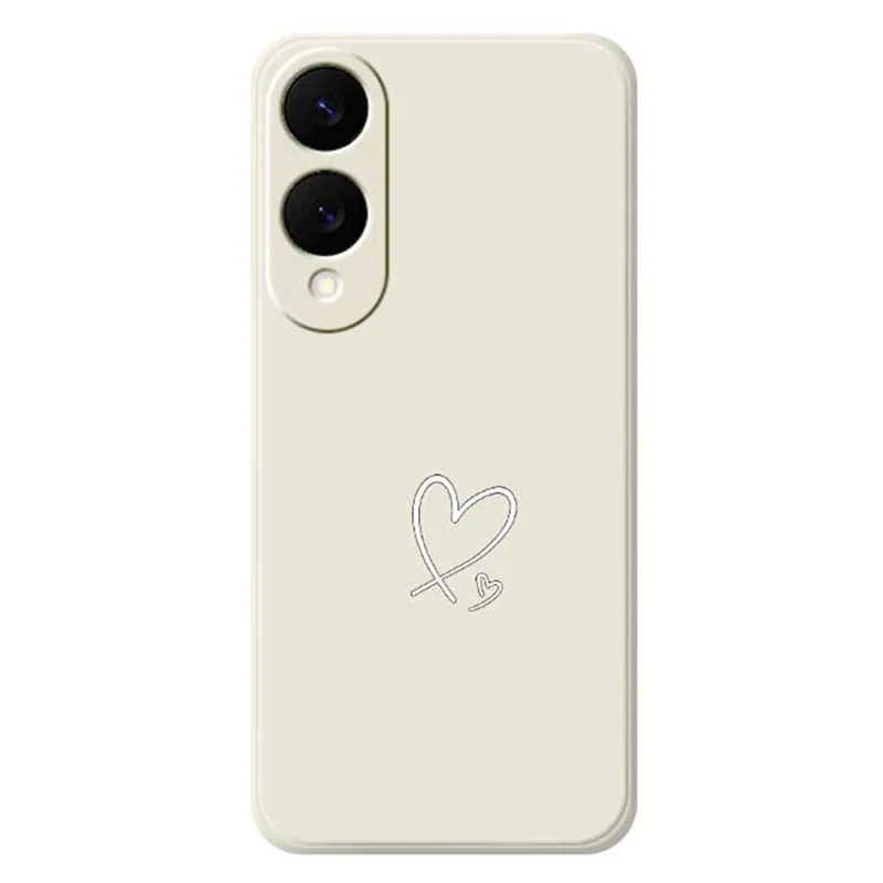 For Samsung Galaxy S25 Edge Case White Love Pattern Printing Straight Edge TPU Phone Back Cover - Beige