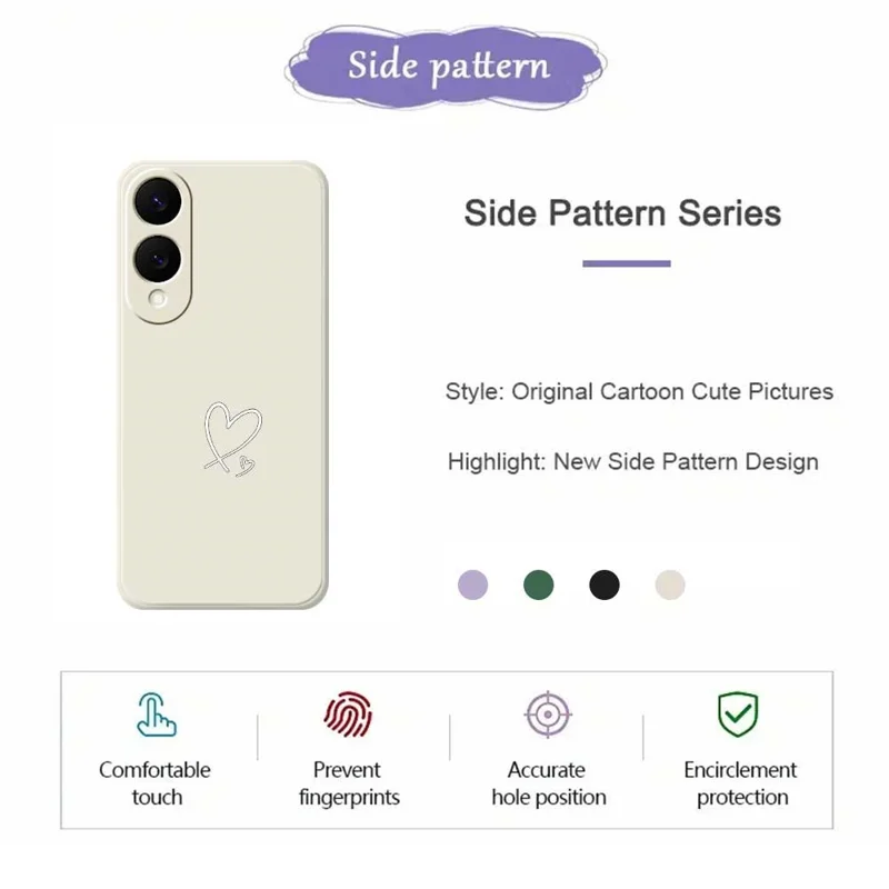 For Samsung Galaxy S25 Edge Case White Love Pattern Printing Straight Edge TPU Phone Back Cover - Beige