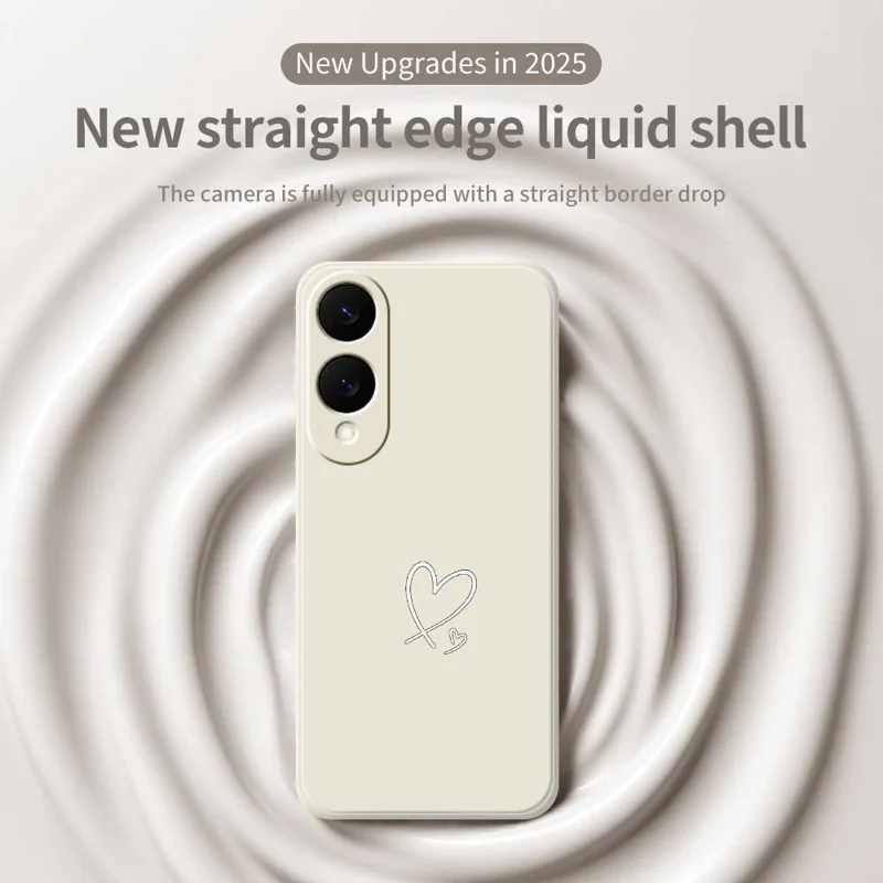 For Samsung Galaxy S25 Edge Case White Love Pattern Printing Straight Edge TPU Phone Back Cover - Beige